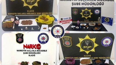 Elazığ’da polis ekipleri, son bir ay içerisinde uyuşturucuyla mücadele kapsamında