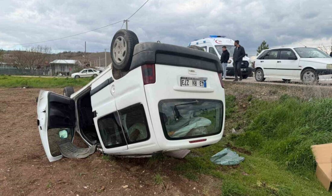 Eskişehir’de meydana gelen trafik kazasında, kontrolü kaybeden hafif ticari araç