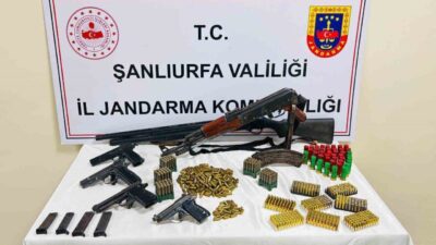 Şanlıurfa’da Jandarma tarafından düzenlenen bir operasyonda silah, fişek ve mermi