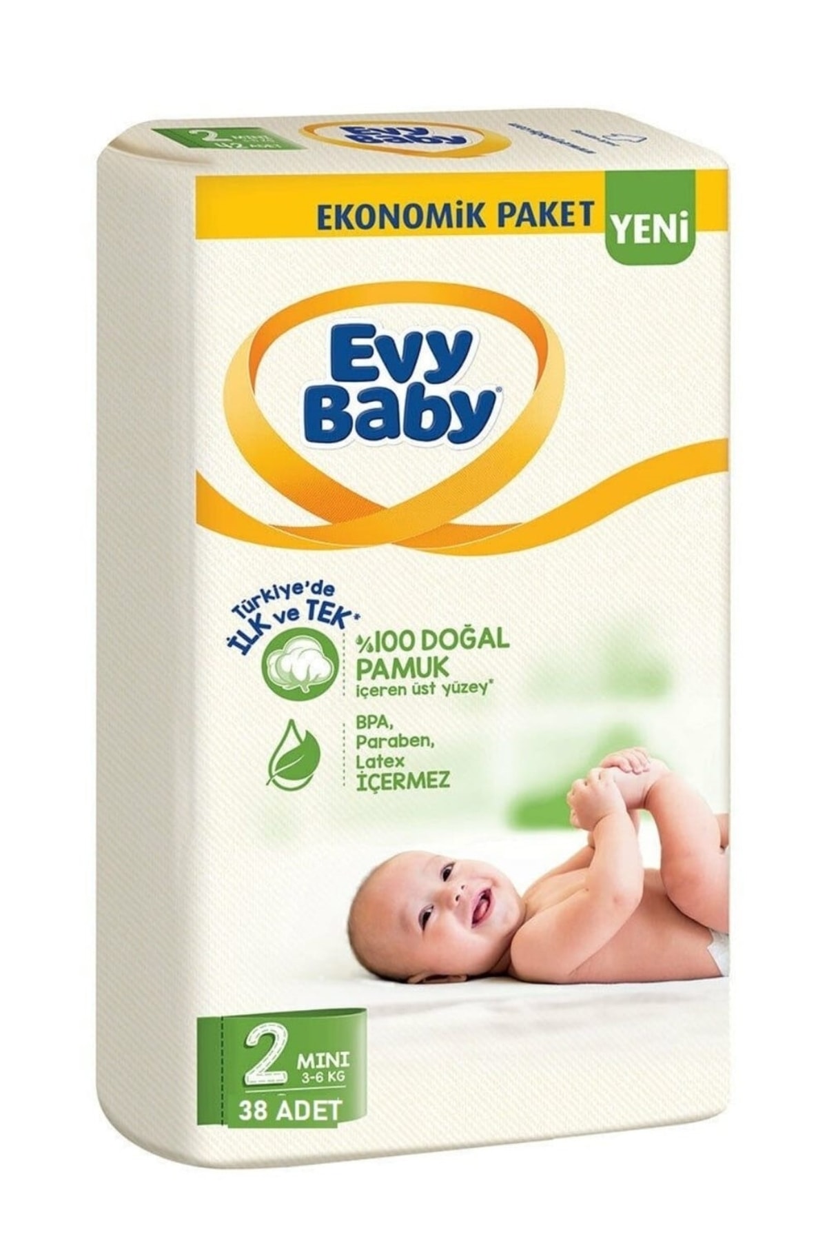 Evy Baby Bebek Bezi Beden:2 (3-6KG) Ekonomik Paket 38 Adet - Fiyatı,  Yorumları