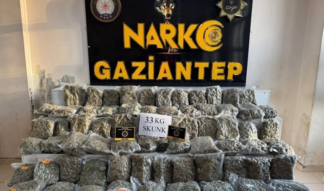 Gaziantep’te, Emniyet Müdürlüğü Narkotik Suçlarla Mücadele Şube Müdürlüğü ekipleri ve