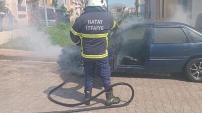 Hatay’ın Hassa ilçesinde, Aşağıkarafakılı Mahallesi’nde park halindeki bir otomobilin motor