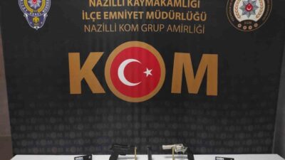 Nazilli ilçesindeki bir işyerine yapılan polis baskınında, 2 adet ruhsatsız