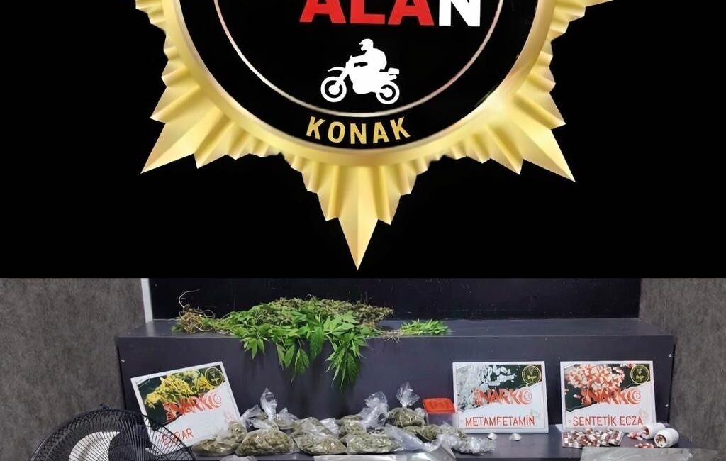 İzmir’in Konak ilçesinde polis ekipleri, uyuşturucu imalathanesine dönüştürülen bir eve