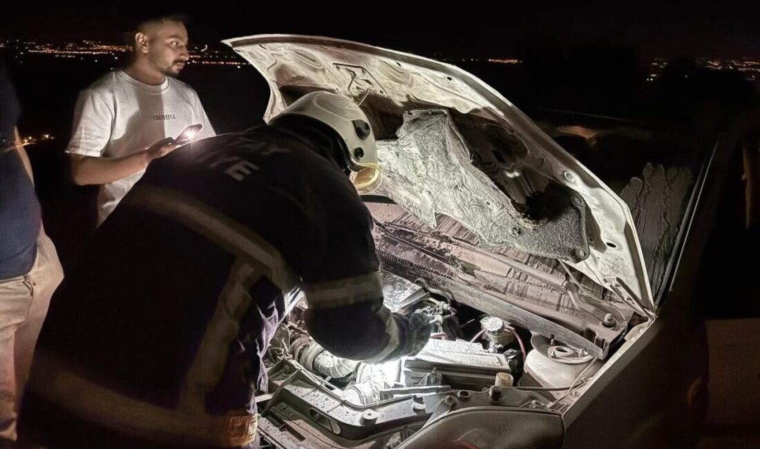 Hatay’ın Kırıkhan ilçesinin Topboğazı Mahallesi’nde seyir halindeki bir otomobilin motor