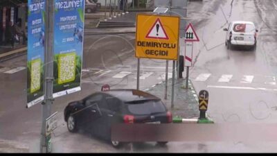 Amasya’da meydana gelen trafik kazasında, sürücüsünün kontrolünden çıkan bir otomobil,