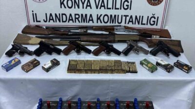 Konya’da Jandarma ekipleri tarafından gerçekleştirilen operasyonlarda büyük miktarda silah ve