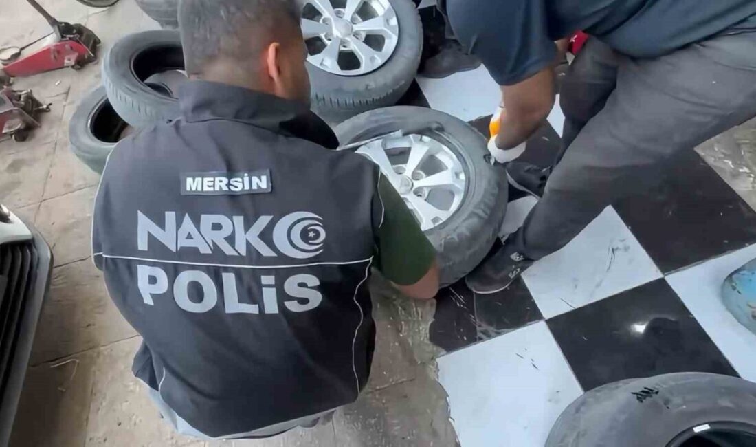 Mersin’de gerçekleştirilen bir operasyonda, polis ekipleri bir aracın lastiklerine özel