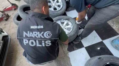 Mersin’de gerçekleştirilen bir operasyonda, polis ekipleri bir aracın lastiklerine özel