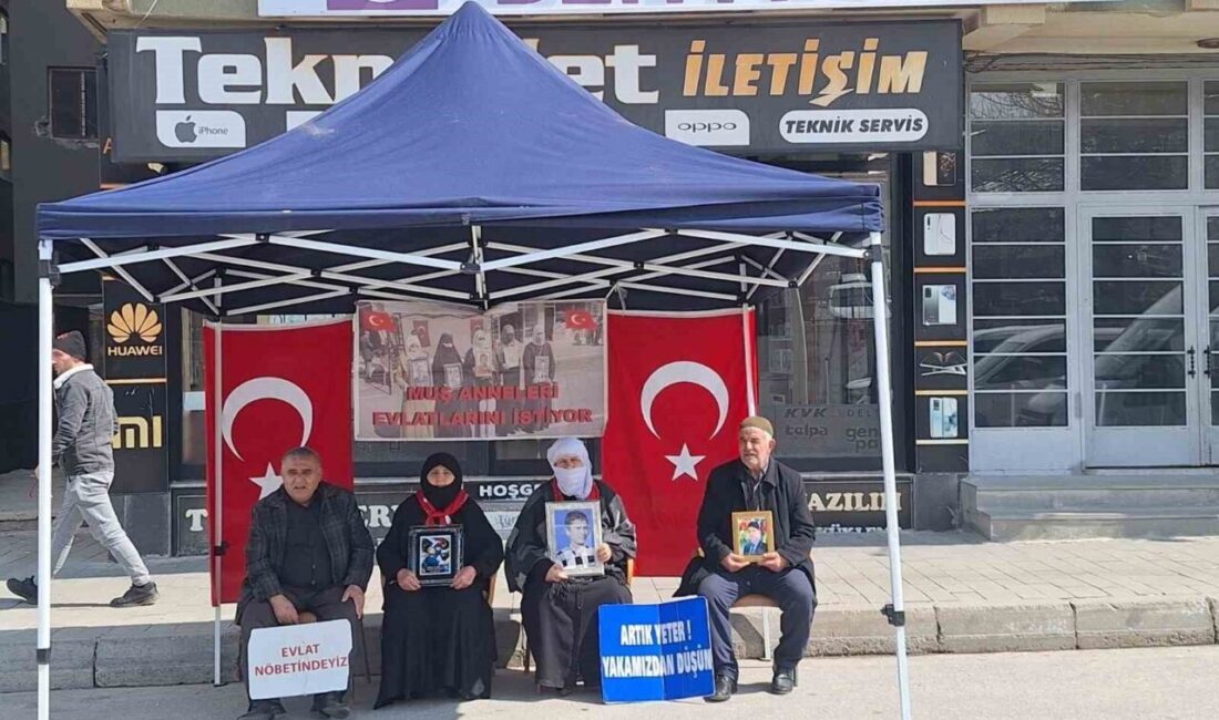 Muş’ta DEM Parti İl Başkanlığı’nın önünde bir araya gelen aileler,