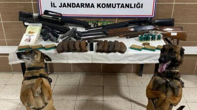 Muş İl Jandarma Komutanlığı’nın yürüttüğü operasyonda, ruhsatsız silahlar, mühimmat ve