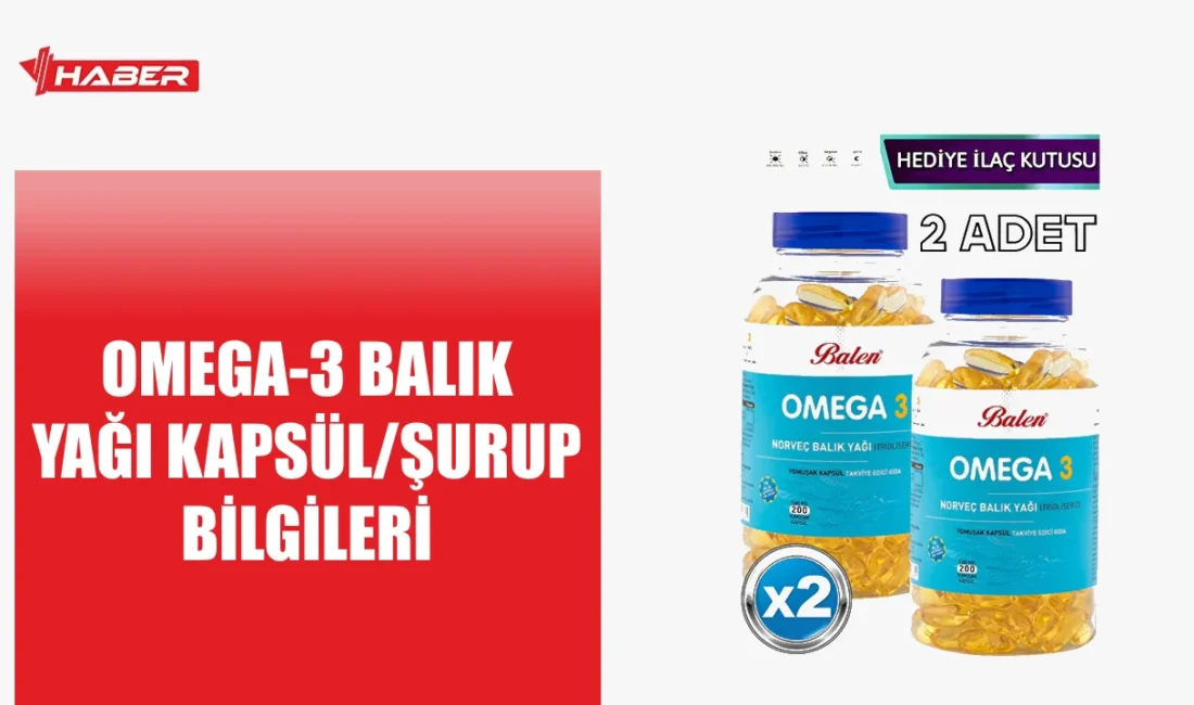 Omega-3 balık yağı takviyesi, kapsül ve şurup formatında vücudu destekler.