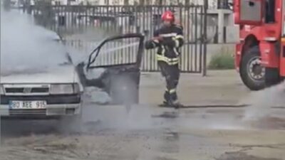 Osmaniye’de park halindeki bir araçta meydana gelen yangın, çevrede kısa