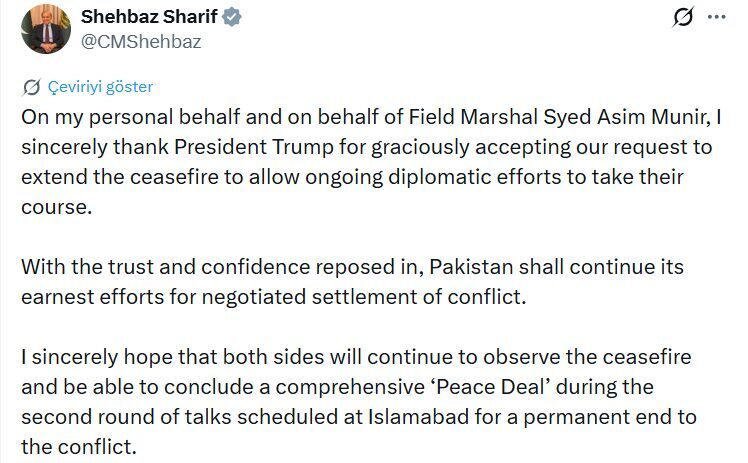 Pakistan Başbakanı Şahbaz Şerif, ABD Başkanı Donald Trump’a, İran ile