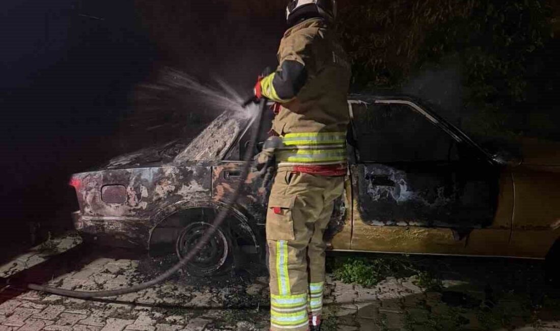 Hatay’ın Samandağ ilçesinde, Çigdede Mahallesi’nde park halindeyken alevlere teslim olan