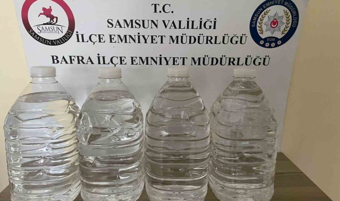 Samsun’un Bafra ilçesinde düzenlenen bir operasyonda, kaçak alkol üretiminde kullanıldığı