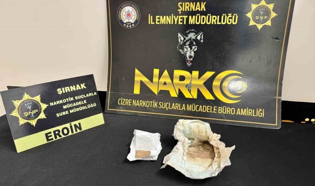 Şırnak’ta Narkotik ekipleri tarafından yürütülen analiz çalışmaları sonucunda Cizre ilçesinde