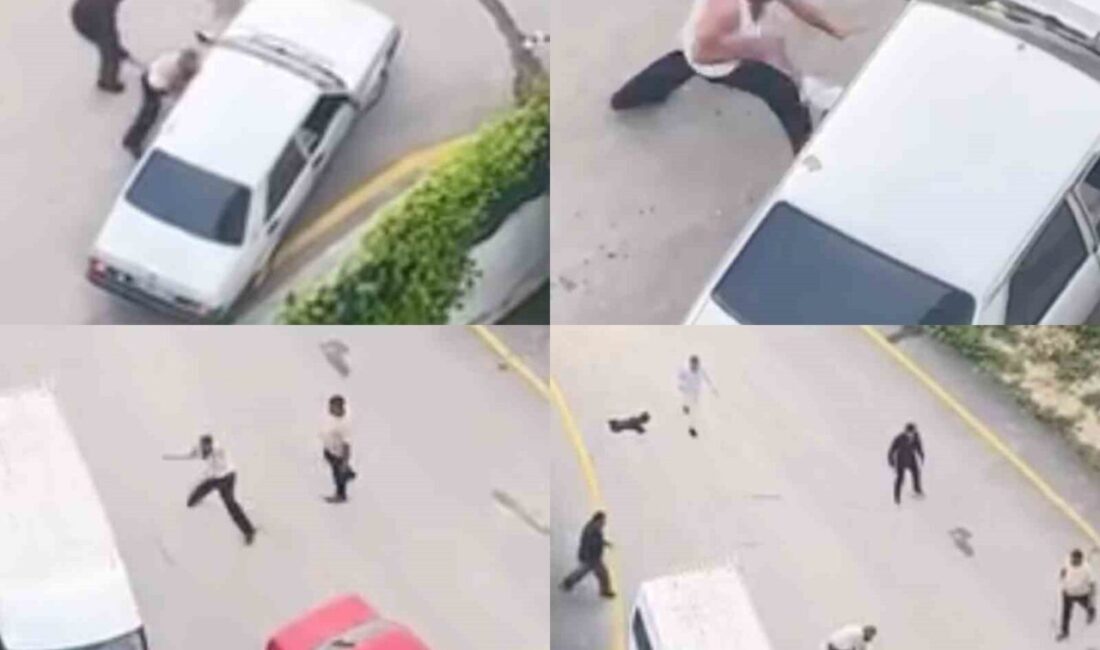 Tarsus ilçesinde yaşanan taşlı kavga, bir cep telefonu kamerası tarafından