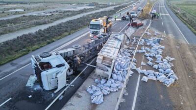 Aksaray’da meydana gelen trafik kazasında sürücüsünün direksiyon hakimiyetini kaybeden hayvan