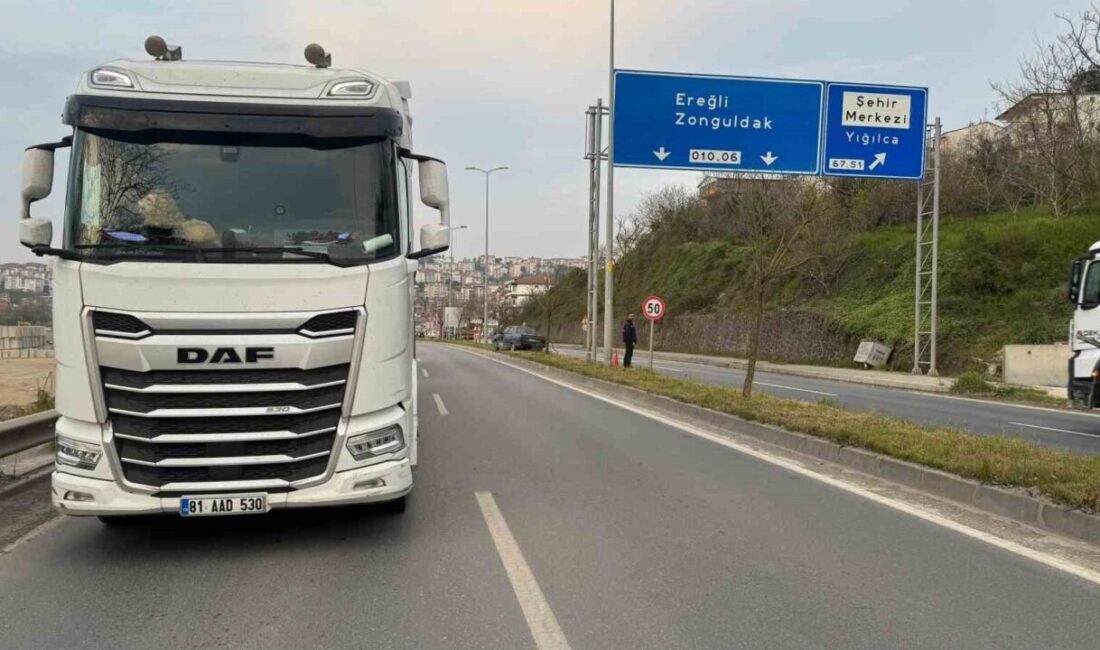Zonguldak’ın Alaplı ilçesinde yaşanan trafik kazasında, bir tırın otomobile çarpması