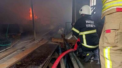 Yayladağı ilçesinde tek katlı bir ev alevlere teslim olarak zarar