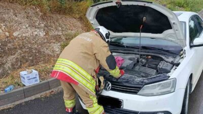 Hatay’ın Arsuz ilçesinde, Uluçınar Mahallesi’nde park halindeki bir otomobilin motor