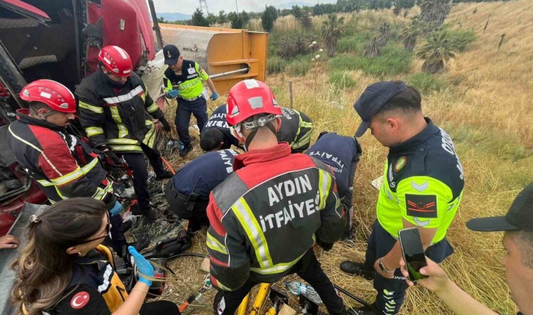 Aydın’da meydana gelen trafik kazasında tır devrildi ve sürücü yaşamını
