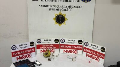 Samsun’un Bafra ilçesinde, Narkotik ekiplerinin düzenlediği operasyonda çeşitli uyuşturucu maddeler