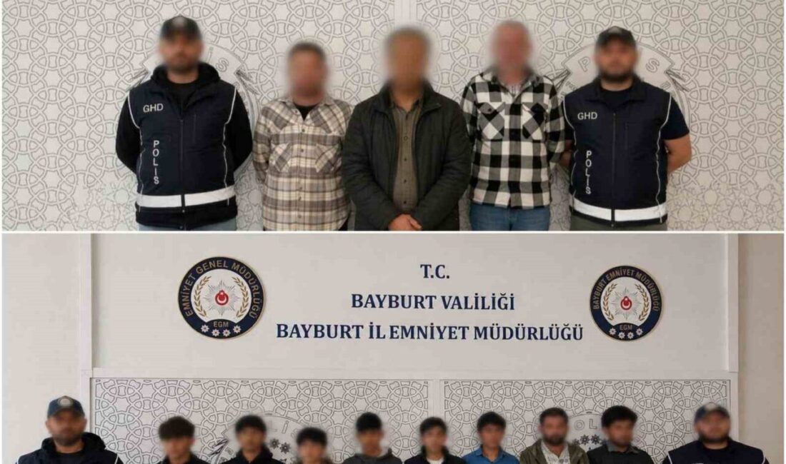 Bayburt’ta göçmen kaçakçılığı ve insan ticaretiyle mücadele kapsamında gerçekleştirilen operasyonlarda,