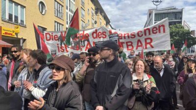 Berlin’de, Almanya’nın başkenti Berlin’de, İsrail’in zorla yerlerinden edilmesinin yıl dönümü