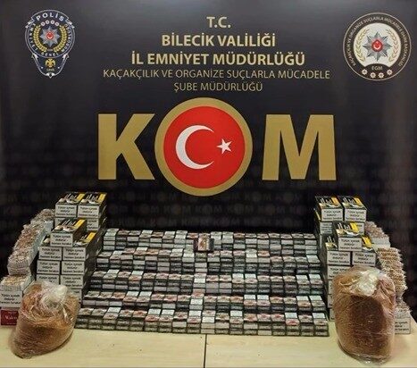 Bozüyük ilçesinde düzenlenen kaçak tütün operasyonunda 22 bin 400 adet