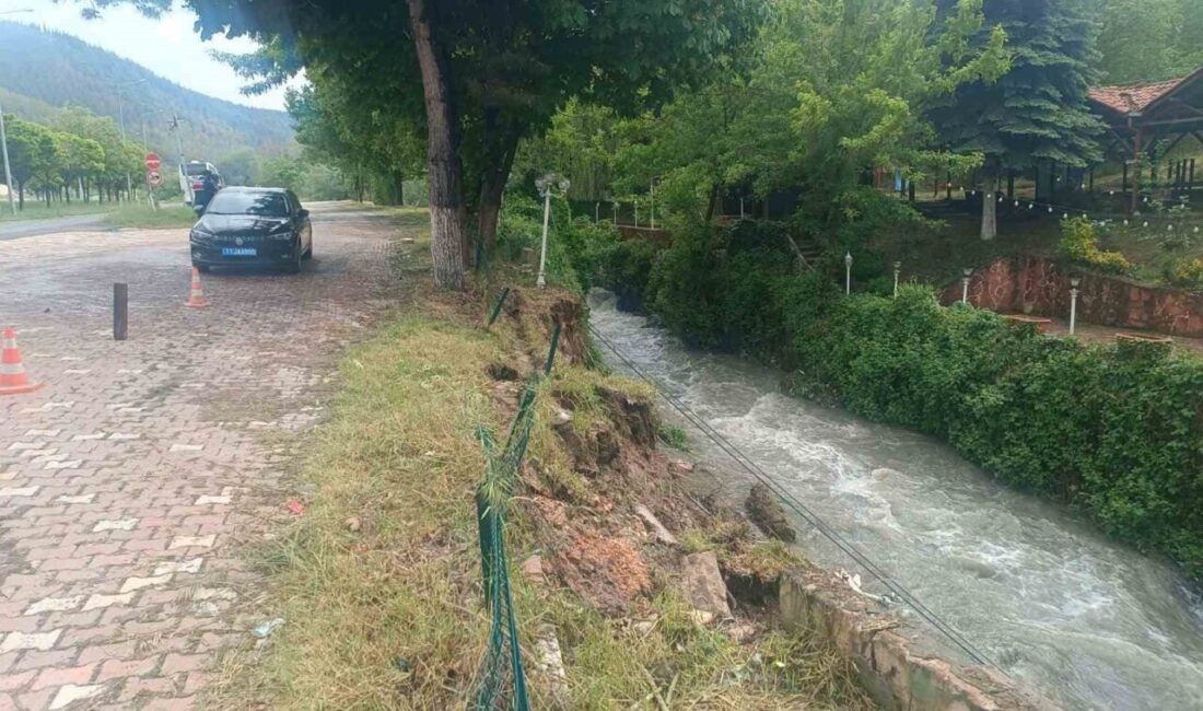 Bilecik’te, Ahmetpınarı köyünde bulunan bir işletmenin istinat duvarının çökmesi sonucu