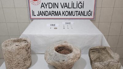 Aydın’ın Bozdoğan ilçesinde gerçekleştirilen operasyonda, Roma dönemine ait tarihi eserler