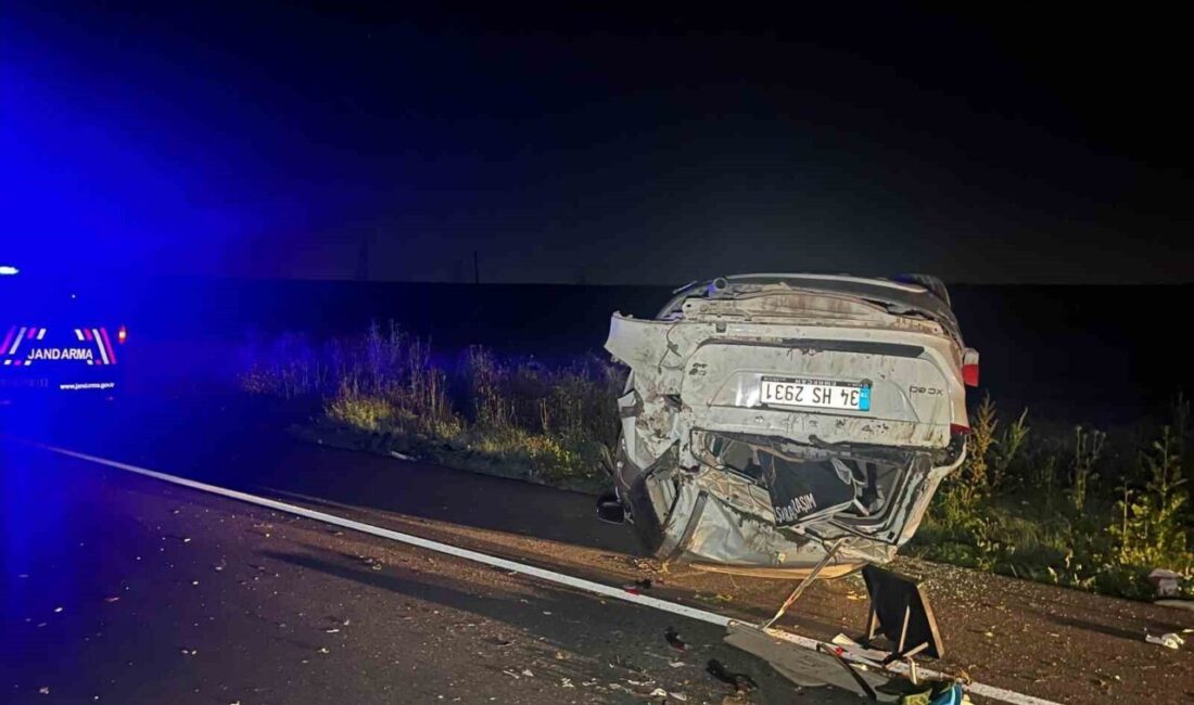 Çorlu ilçesinde meydana gelen trafik kazasında, sürücüsünün kontrolünü kaybettiği SUV