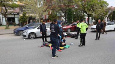 Nevşehir’de, bir elektrikli bisiklet sürücüsünün park halindeki bir araca çarpıp