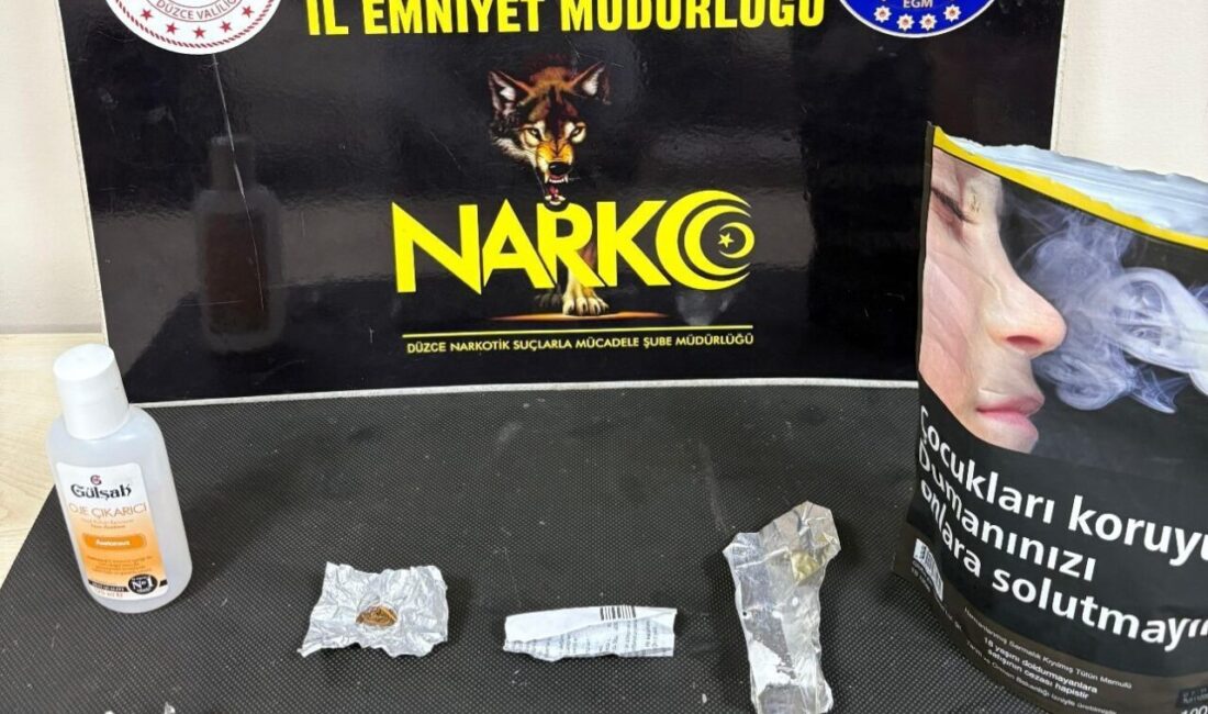 Düzce’de gerçekleştirilen operasyonda, Narkotik Suçlarla Mücadele Şube Müdürlüğü ekipleri tarafından