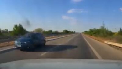 Edirne’de, yabancı plakalı bir araç, ters yöne girerek trafikte ilerledi