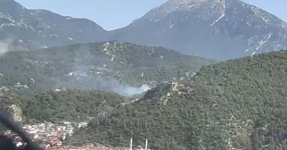 Muğla’nın Fethiye ilçesinde, Dikilitaş mevkiinde çıkan orman yangını, ekiplerin hızlı