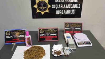 Erbaa ilçesinde narkotik polis ekipleri tarafından düzenlenen bir operasyonda bonzai