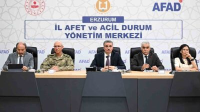 Erzurum Valisi Aydın Baruş’un liderliğinde, Afet Acil Yönetim Merkezi’nde “Sığınak