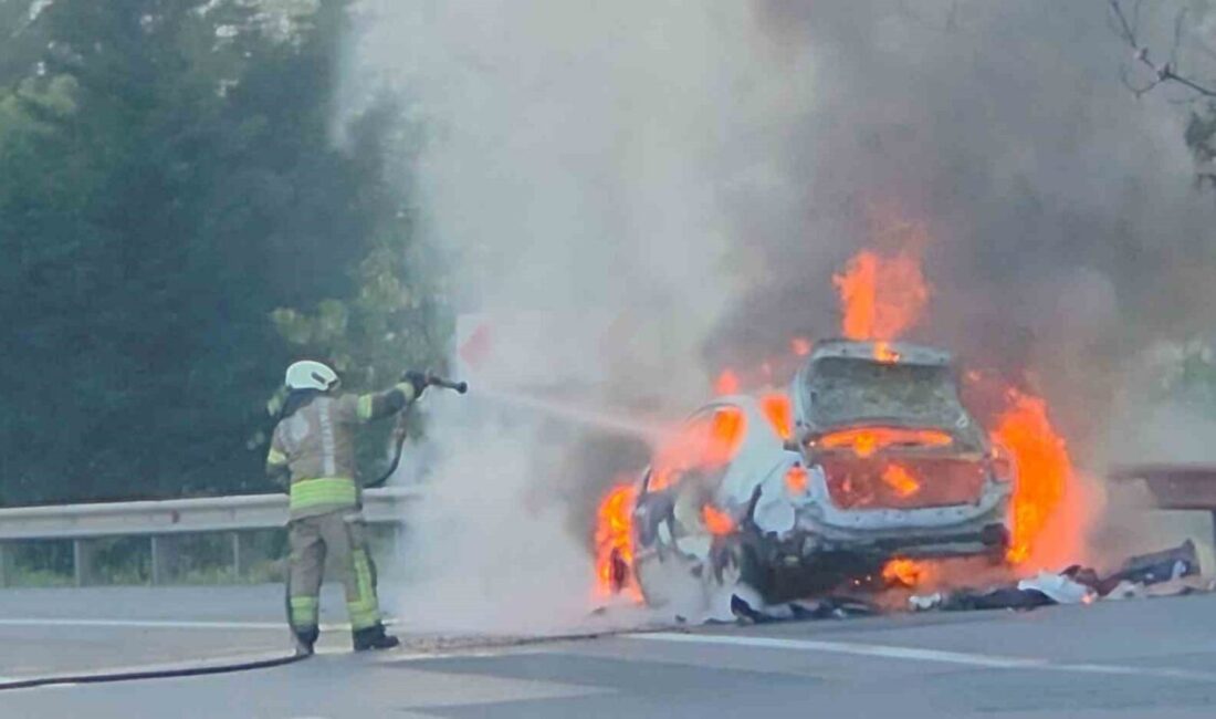 Esenyurt’ta seyir halindeki bir araç alev aldı. Olay, akşam saatlerinde