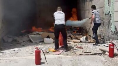 Düzce’de, Üniversite Hastanesi’nde tadilat çalışmaları sırasında yaşanan küçük çaplı yangın,