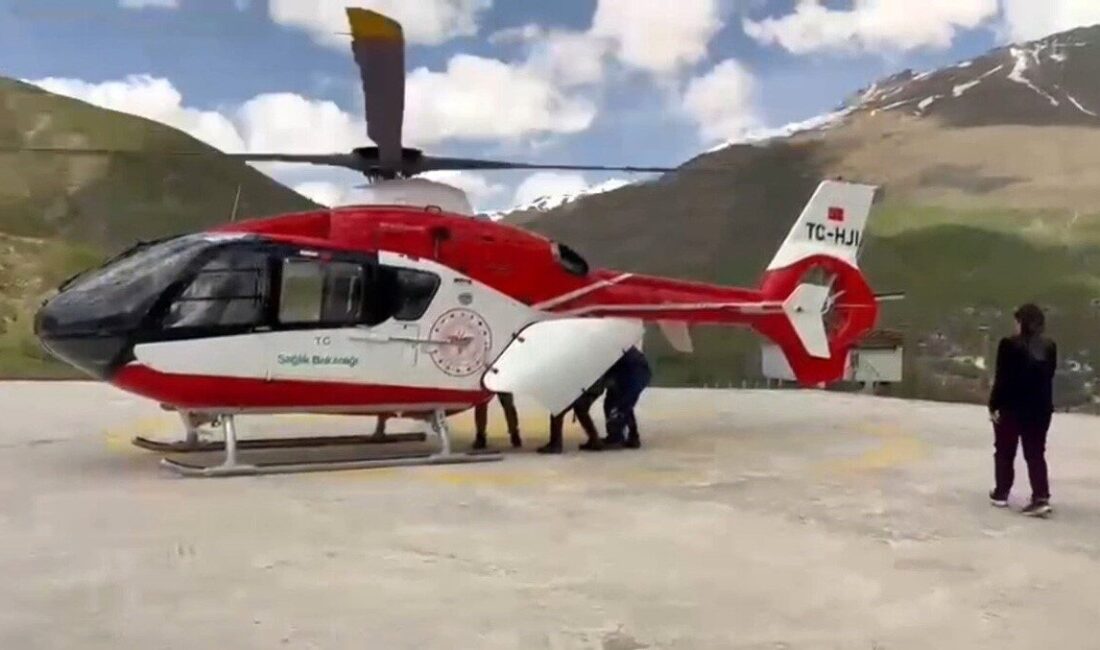 Van’ın Bahçesaray ilçesinde yaşanan olayda, 78 yaşındaki hasta, helikopter ambulansla