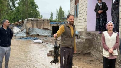 Iğdır’ın Karakuyu köyünde meydana gelen şiddetli yağışlar sonucu köyde sel