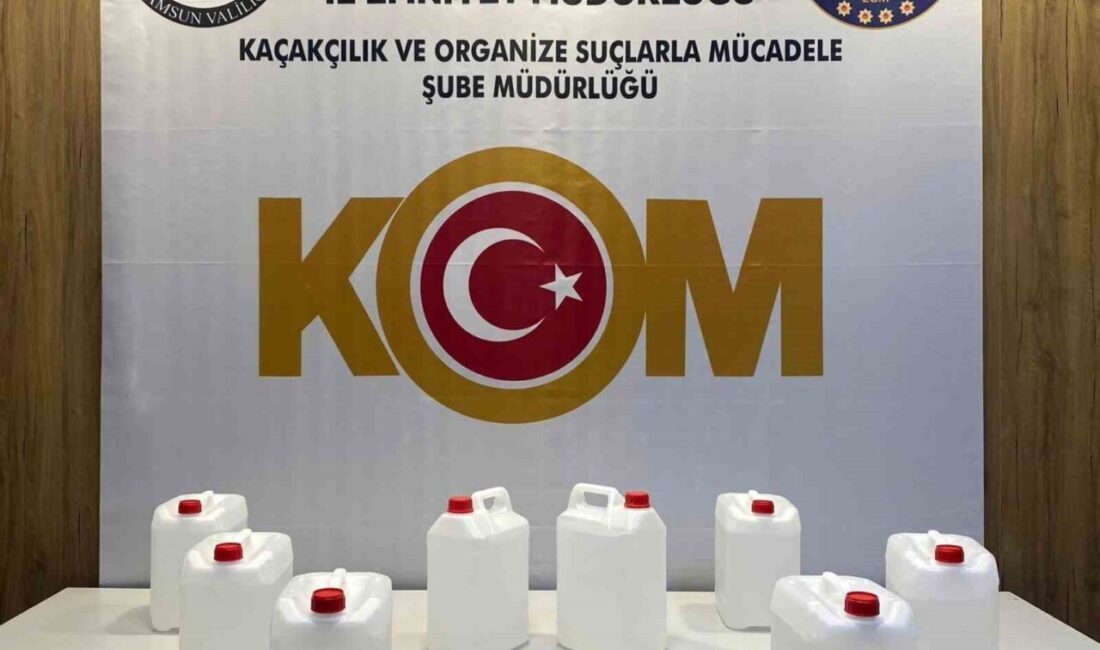 Samsun’un İlkadım ilçesinde gerçekleştirilen kaçakçılık operasyonunda 40 litre etil alkol
