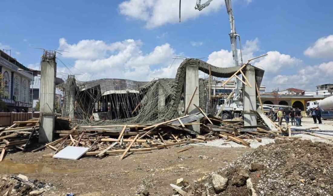Düzce’de Cedidiye Kent Estetiği projesinin 2. etap inşaatında beton dökülürken