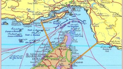İran’ın Hürmüz Boğazı’ndaki askeri kontrol bölgelerini gösteren bir harita yayınlayan