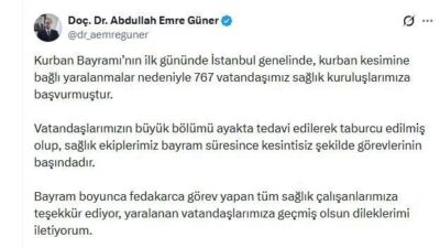 İstanbul’da, Kurban Bayramı’nın ilk gününde kurban kesimi sırasında yaralanan 767