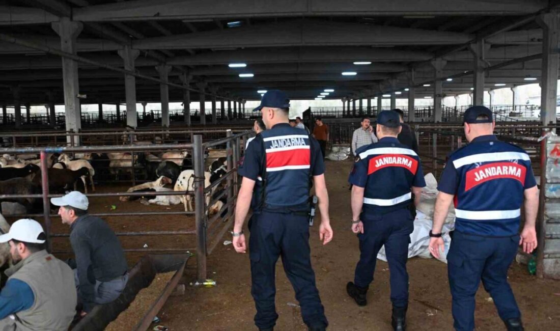 Gaziantep’te Jandarma ekipleri, Kurban Bayramı öncesi kurban pazarlarında dronlar kullanarak
