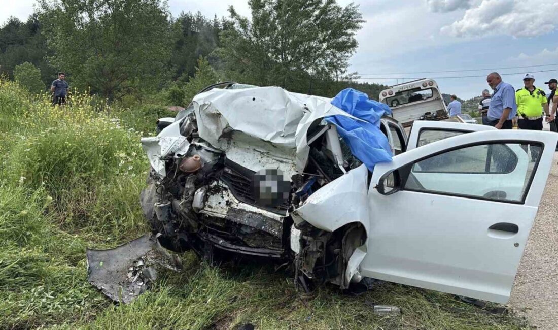 Kastamonu’nun Araç ilçesinde meydana gelen bir trafik kazasında, otomobilin istinat